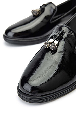 Tamer Tanca Kadın Hakiki Deri Siyah Rugan Casual Ayakkabı 672 2255 BN AYK Y24 SIYAH RGN