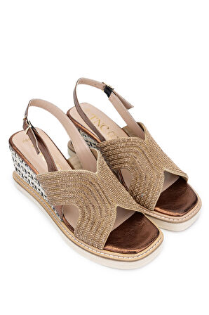 Tamer Tanca Kadın Hakiki Deri Bakır Topuklu Sandalet 51 884 BN SNDLT Y24 BKR RGN/BKR TAS