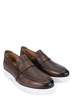 Tamer Tanca Erkek Hakiki Deri Taba Loafer Ayakkabı 698 1146-1 ERK AYK Y24 TABA