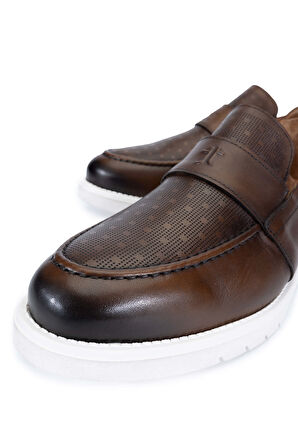 Tamer Tanca Erkek Hakiki Deri Taba Loafer Ayakkabı 698 1146-1 ERK AYK Y24 TABA