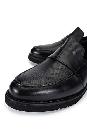 Tamer Tanca Erkek Hakiki Deri Siyah Loafer Ayakkabı 698 1146-1 ERK AYK Y24 SIYAH