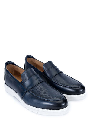 Tamer Tanca Erkek Hakiki Deri Lacivert Loafer Ayakkabı 698 1146-1 ERK AYK Y24 LACIVERT