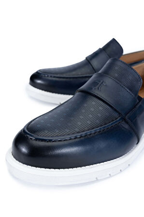 Tamer Tanca Erkek Hakiki Deri Lacivert Loafer Ayakkabı 698 1146-1 ERK AYK Y24 LACIVERT