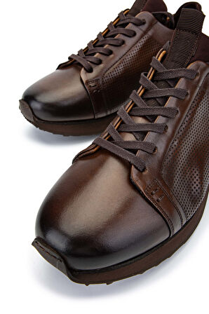 Tamer Tanca Erkek Hakiki Deri Kahverengi Sneakers & Spor Ayakkabı 383 6093 ERK AYK Y24 KAHVE SILVER