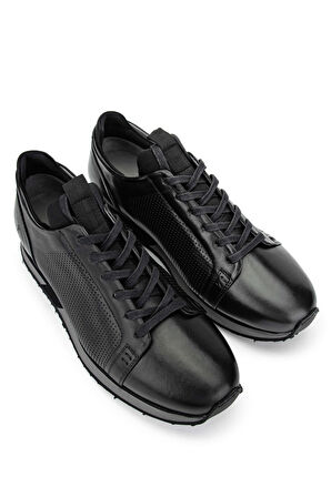 Tamer Tanca Erkek Hakiki Deri Siyah Sneakers & Spor Ayakkabı 383 6093 ERK AYK Y24 SIYAH SILVER