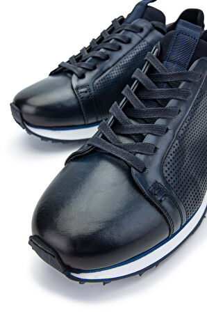 Tamer Tanca Erkek Hakiki Deri Lacivert Sneakers & Spor Ayakkabı 383 6093 ERK AYK Y24 LACIVERT SILVER