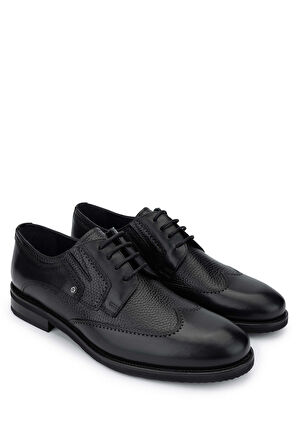 Tamer Tanca Erkek Hakiki Deri Siyah Günlük Ayakkabı 383 3805BRN ERK AYK SK24-25 SIYAH SLVR/SYH FLTR