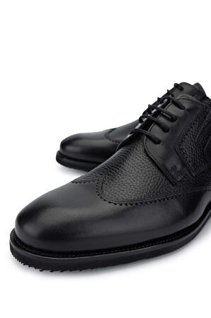 Tamer Tanca Erkek Hakiki Deri Siyah Günlük Ayakkabı 383 3805BRN ERK AYK SK24-25 SIYAH SLVR/SYH FLTR