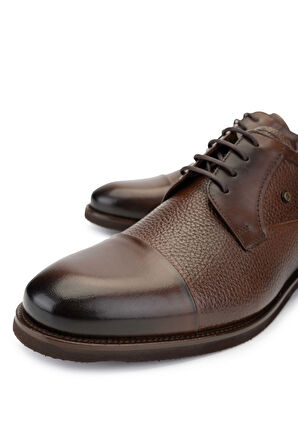 Tamer Tanca Erkek Hakiki Deri Kahverengi Günlük Ayakkabı 383 3806BRN ERK AYK SK24-25 KAHVE SLVR/KHV FLTR