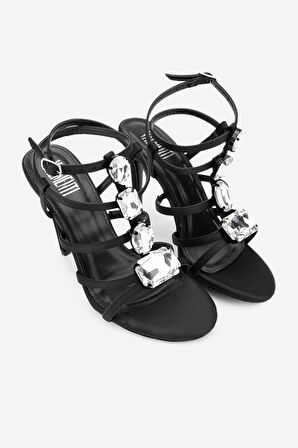 Valmenti Tpul Kadın Siyah Saten Vegan Sandalet 654 117 BN SNDLT Y24