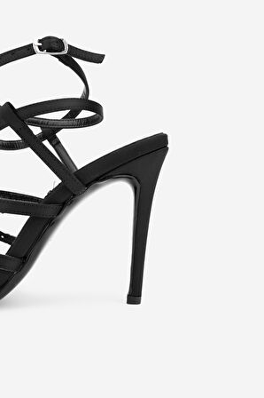 Valmenti Tpul Kadın Siyah Saten Vegan Sandalet 654 117 BN SNDLT Y24