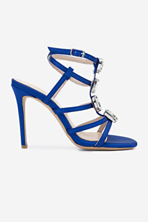 Valmenti Tpul Kadın Saks Saten Vegan Sandalet 654 117 BN SNDLT Y24