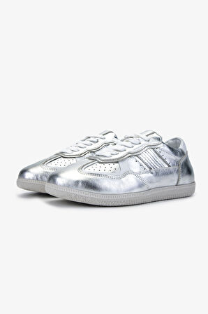 Valmenti Kadın Hakiki Deri Gri Sneakers & Spor Ayakkabı 1044 1000-V BN AYK Y24 GUMUS