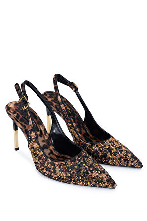 Tamer Tanca Kadın Vegan Leopar Stiletto Ayakkabı 1007 9029 BN SNDLT Y24 LEOPAR TAS