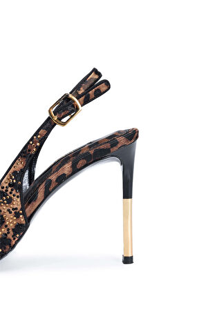 Tamer Tanca Kadın Vegan Leopar Stiletto Ayakkabı 1007 9029 BN SNDLT Y24 LEOPAR TAS