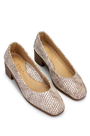 Tamer Tanca Kadın Hakiki Deri Topuklu Ayakkabı 922 25143222 BN AYK SK24-25 VIZON FSLY RGN