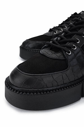 Tamer Tanca Erkek Hakiki Deri Siyah Sneakers & Spor Ayakkabı 352 21416 ERK AYK SK24-25 SIYAH