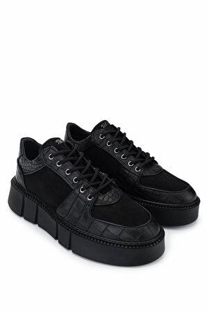 Tamer Tanca Erkek Hakiki Deri Siyah Sneakers & Spor Ayakkabı 352 21416 ERK AYK SK24-25 SIYAH