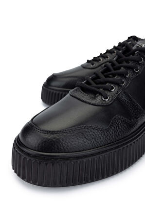 Tamer Tanca Erkek Hakiki Deri Siyah Sneakers & Spor Ayakkabı 352 21241 ERK AYK SK24-25 SYH FLTR/SYH NP