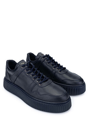 Tamer Tanca Erkek Hakiki Deri Lacivert Sneakers & Spor Ayakkabı 352 21241 ERK AYK SK24-25 LACI FLTR/LACI NP