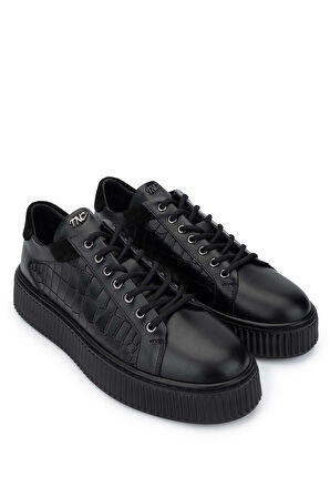 Tamer Tanca Erkek Hakiki Deri Siyah Sneakers & Spor Ayakkabı 352 21224 ERK AYK SK24-25 SIYAH