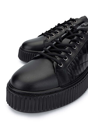 Tamer Tanca Erkek Hakiki Deri Siyah Sneakers & Spor Ayakkabı 352 21224 ERK AYK SK24-25 SIYAH