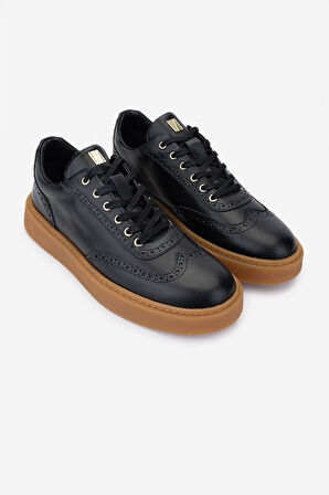 Valmenti Erkek Hakiki Deri Siyah Sneakers & Spor Ayakkabı 352 21346 ERK AYK SK24-25 SIYAH NAPPA