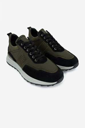 Valmenti Erkek Hakiki Deri Siyah/Haki Sneakers & Spor Ayakkabı 352 21362 ERK AYK SK24-25 SIYAH/HAKI