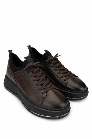 Tamer Tanca Erkek Hakiki Deri Kahverengi Sneakers & Spor Ayakkabı 381 20550 ERK AYK SK24-25 KAHVE ANL