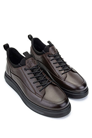 Tamer Tanca Erkek Hakiki Deri Kahverengi Sneakers & Spor Ayakkabı 381 20548 ERK AYK SK24-25 KAHVE ANL