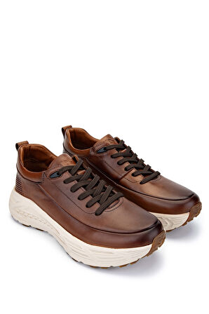 Tamer Tanca Erkek Hakiki Deri Kahverengi Sneakers & Spor Ayakkabı 381 20378 ERK AYK SK24-25 KAHVE ANTIK
