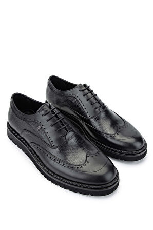Tamer Tanca Erkek Hakiki Deri Siyah Floter Casual Ayakkabı 554 3738 ERK AYK SK24-25 SIYAH FLTR