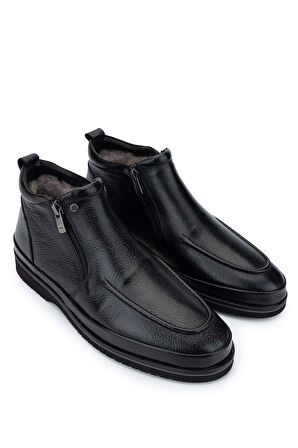 Tamer Tanca Erkek Hakiki Deri Siyah Floter Casual Bot 374 TNC-06 ERK BOT SK24-25 SIYAH FLTR