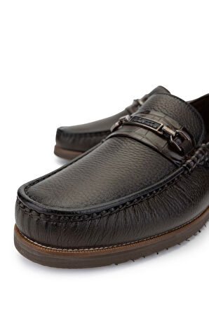 Tamer Tanca Erkek Hakiki Deri Kahverengi Loafer Ayakkabı 374 TNC-02 ERK AYK SK24-25 KHV FLTR/KROKO