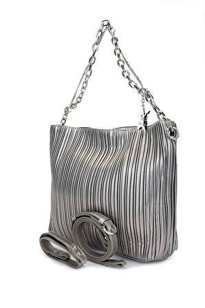 Tamer Tanca Kadın Vegan Metalik Omuz Çanta 921 26887 BN CANTA SK24-25 PEWTER