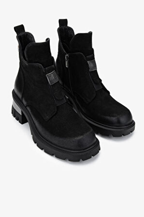 Valmenti Kadın Hakiki Deri Siyah Nubuk Casual Bot 322 2353905 BN BOT SK24-25 SIYAH NBK