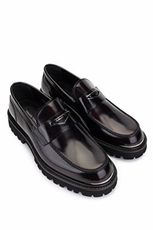 Tamer Tanca Erkek Hakiki Deri Bordo Loafer Ayakkabı 183 28855 ERK AYK SK24-25 BORDO ACMA