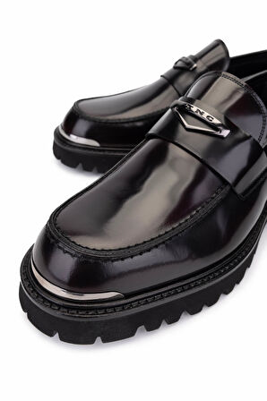 Tamer Tanca Erkek Hakiki Deri Bordo Loafer Ayakkabı 183 28855 ERK AYK SK24-25 BORDO ACMA
