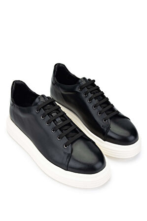 Tamer Tanca Erkek Hakiki Deri Siyah Analin Sneakers & Spor Ayakkabı 698 1139-6 ERK AYK SK24-25 SIYAH ANL