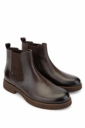 Tamer Tanca Erkek Hakiki Deri Kahverengi Casual Bot 987 133K ERK BOT SK24-25 KAHVE DR