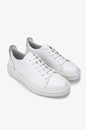 Valmenti Erkek Hakiki Deri Beyaz Sneakers 537 3467 ERK AYK SK24-25 BEYAZ KROKO