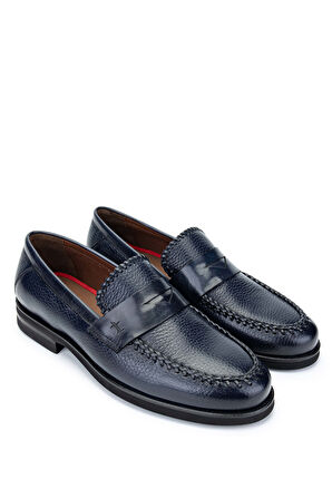 Tamer Tanca Erkek Hakiki Deri Lacivert Loafer Ayakkabı 477 72403 ERK AYK SK24-25 LACI GYK