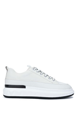 Tamer Tanca Erkek Hakiki Deri Beyaz Casual Ayakkabı 381 20565 ERK AYK SK24-25 BEYAZ DR/MET