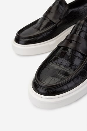 Valmenti Erkek Hakiki Deri Kahverengi Kroko Loafer Ayakkabı 537 3468 ERK AYK SK24-25 KAHVE KROKO