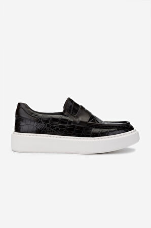 Valmenti Erkek Hakiki Deri Kahverengi Kroko Loafer Ayakkabı 537 3468 ERK AYK SK24-25 KAHVE KROKO