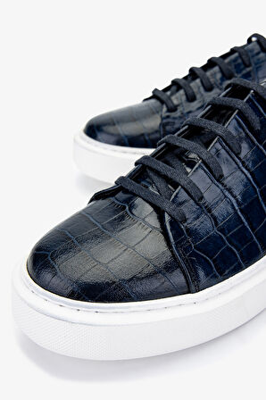 Valmenti Erkek Hakiki Deri Lacivert Sneakers 537 3467 ERK AYK SK24-25 LACI KROKO