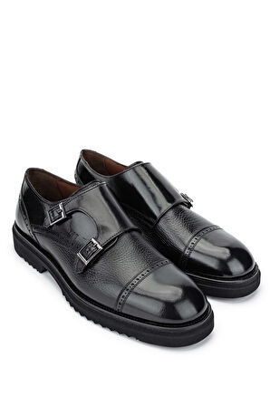 Tamer Tanca Erkek Hakiki Deri Casual Siyah Ayakkabı 477 65404 ERK AYK SK24-25 SIYAH BFL/GYK