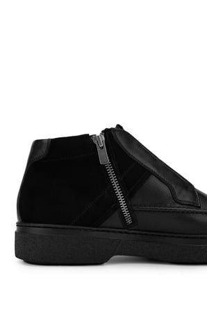 Rossi Erkek Hakiki Deri Siyah Casual Bot 668 1295PZA ERK BOT SK24-25 NERO