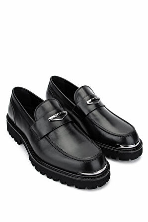 Tamer Tanca Erkek Hakiki Deri Siyah Deri Loafer Ayakkabı 183 28855 ERK AYK SK24-25 SIYAH DR