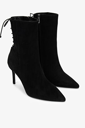 Valmenti Kadın . Siyah Süet Topuklu Bot 1052 285 BN BOT SK24-25 SIYAH SUET